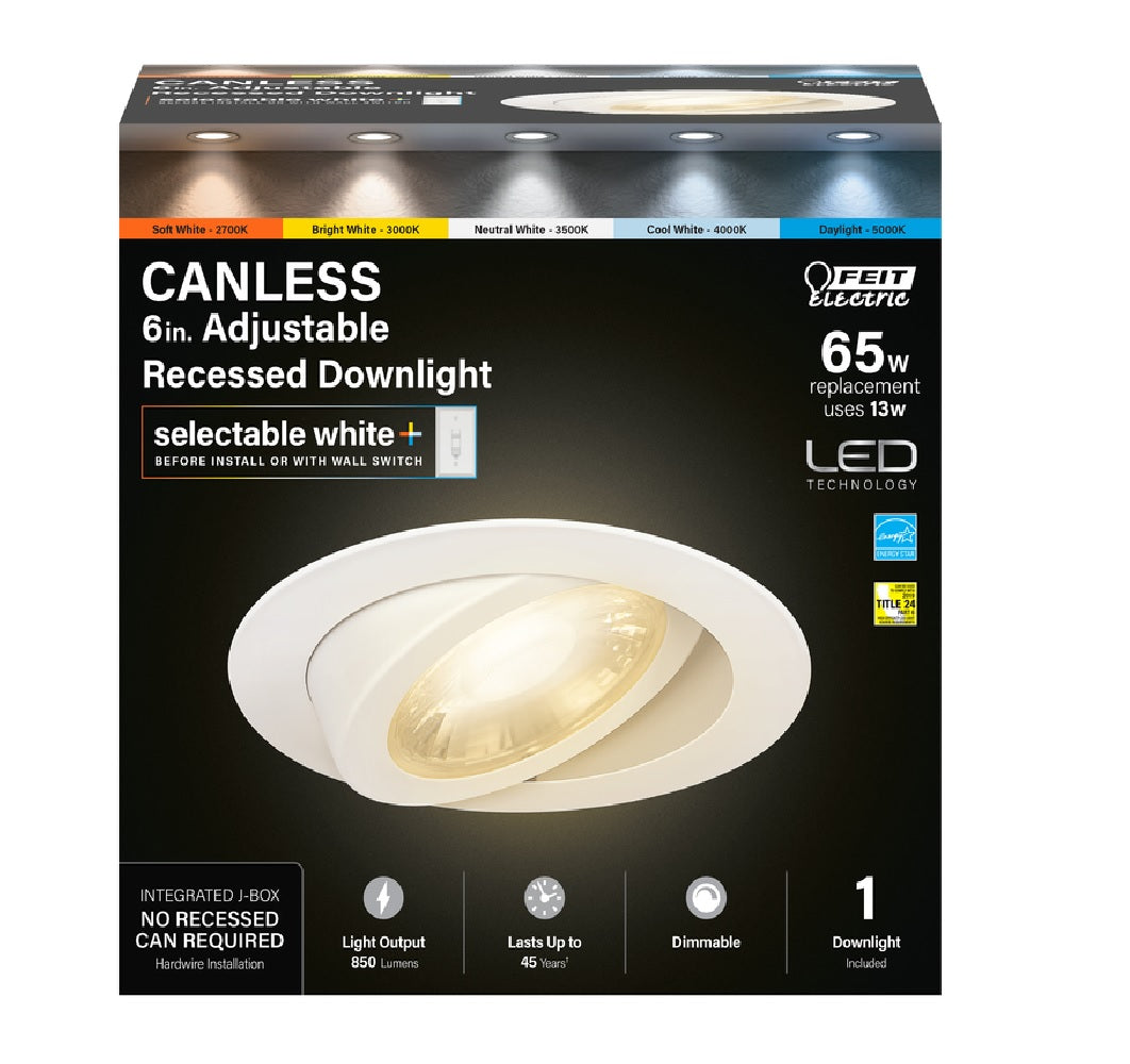 Feit Electric LEDR6XTADJ6WYCA LED Recessed Downlight, White