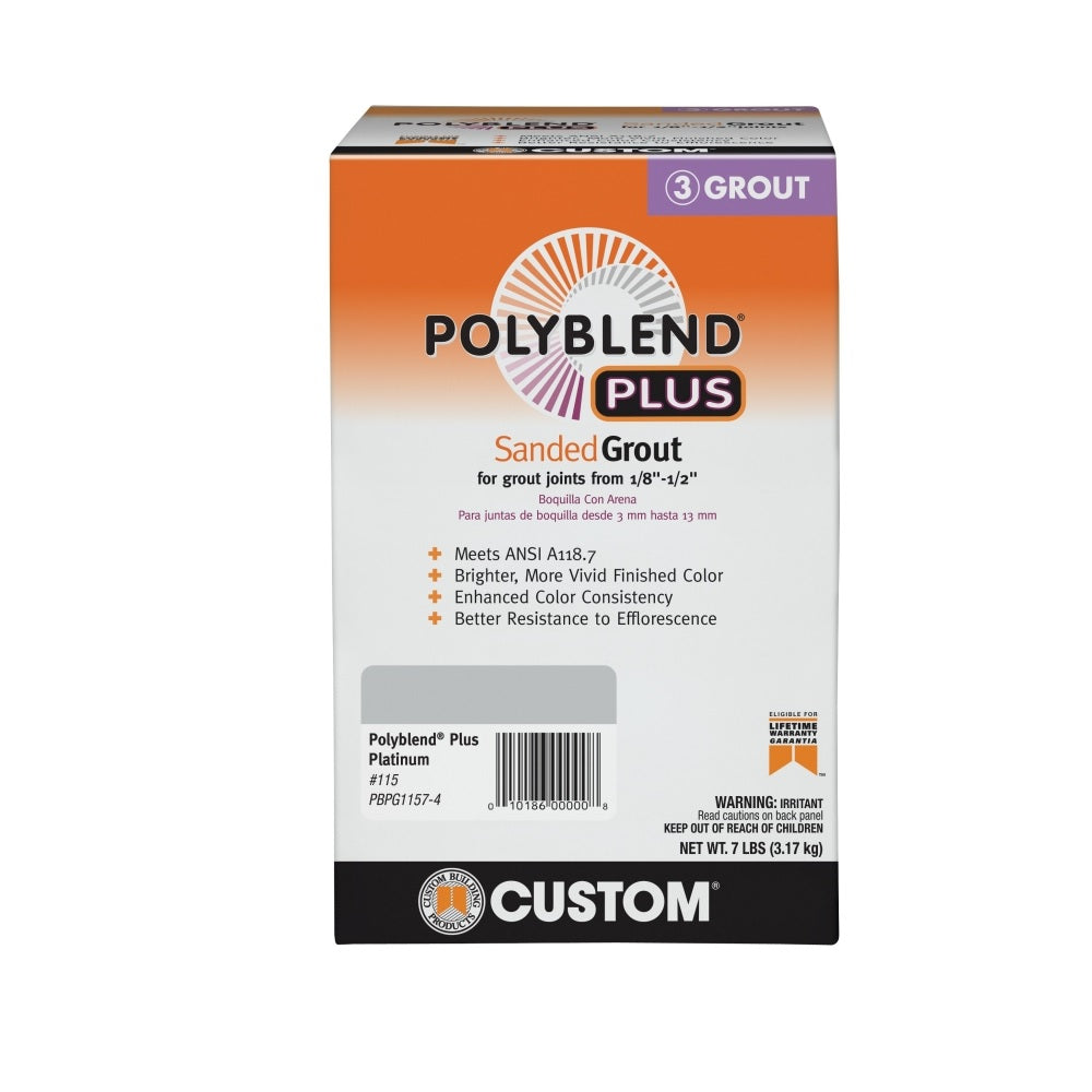 Custom PBPG1157-4 Polyblend Sanded Grout, Platinum, 7 lb