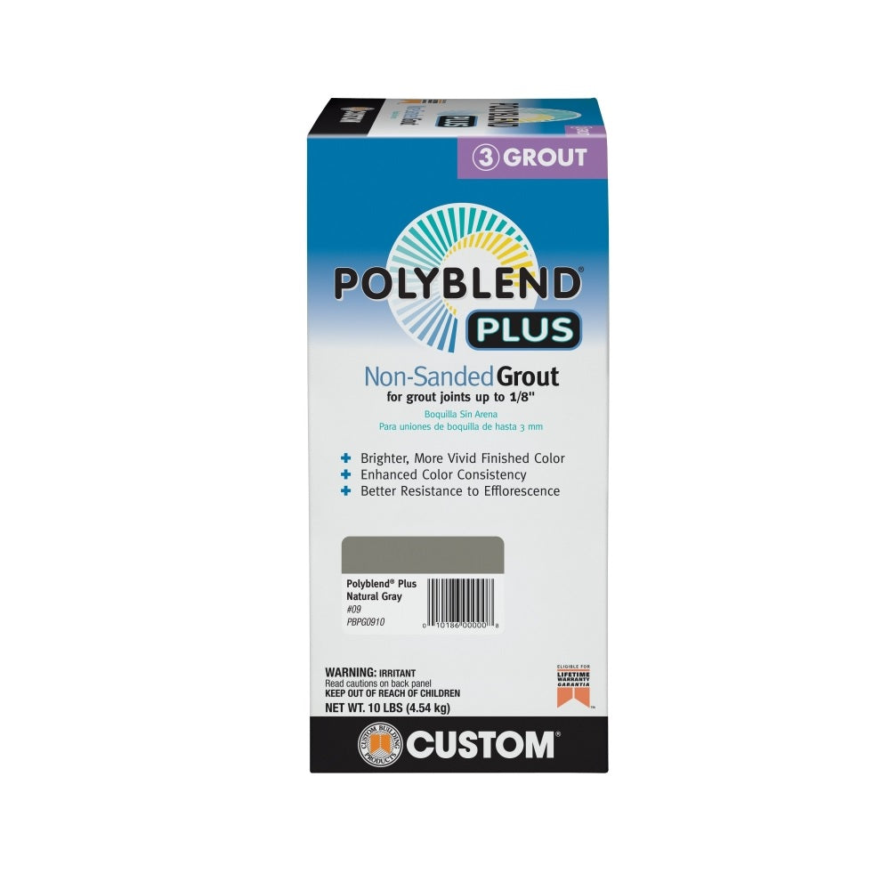 Custom Building Products PBPG0910 Polyblend Non-Sanded Grout, Natural Gray, 10 lb