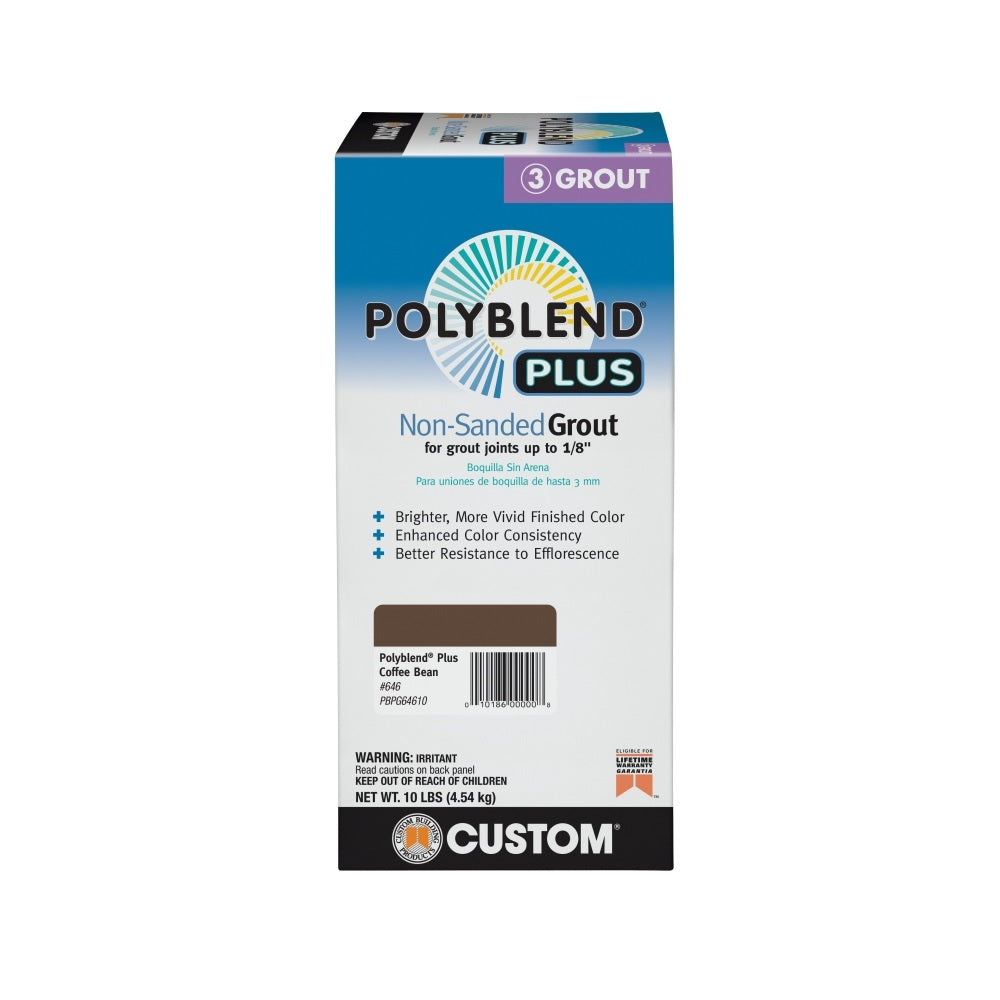 Custom Building Products PBPG64610 Polyblend Non-Sanded Grout, Coffee Bean, 10 lb