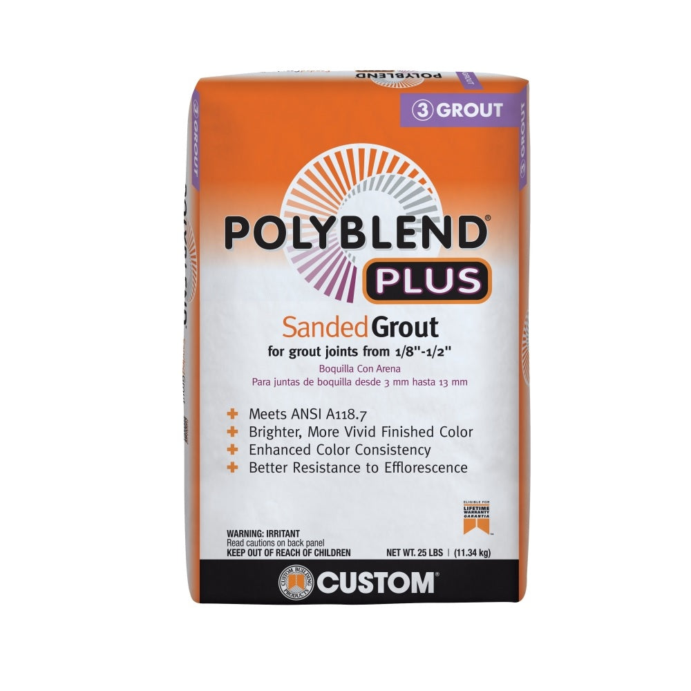 Custom Building Products PBPG6025 Polyblend Sanded Grout, Charcoal, 25 LB