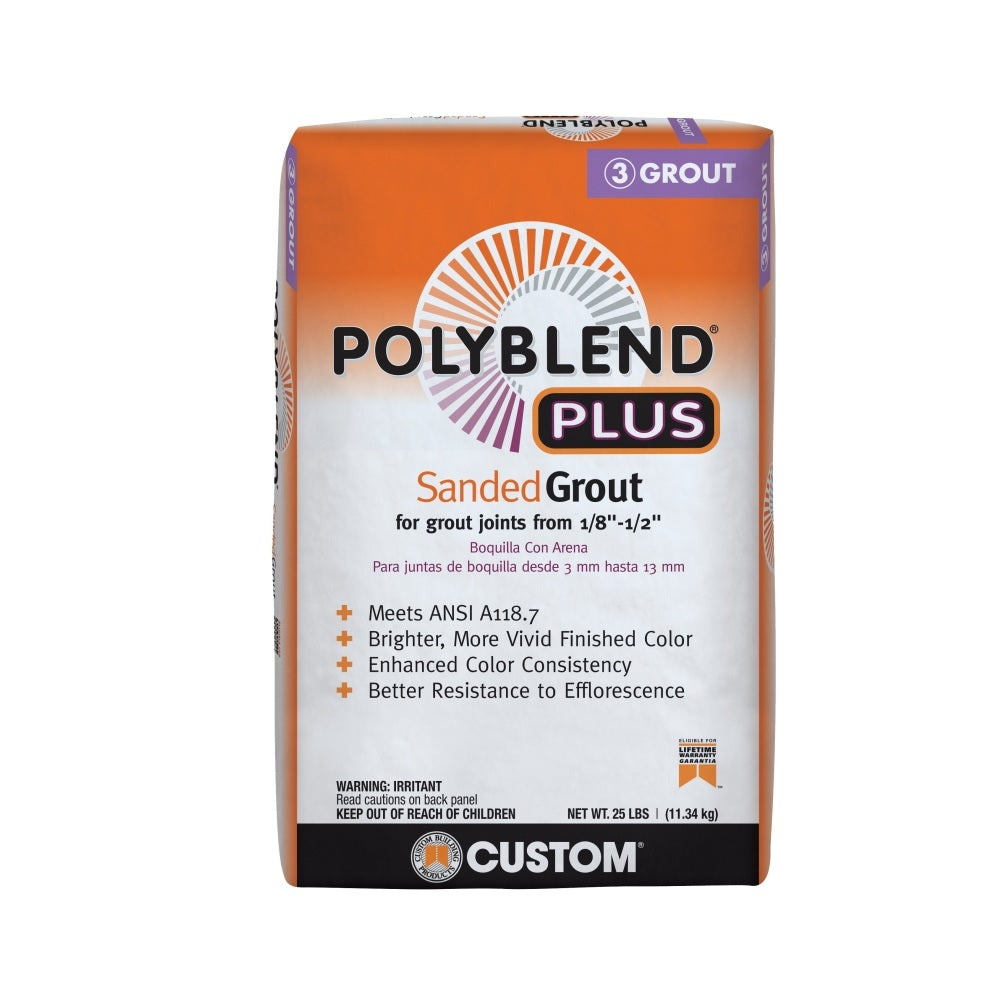Custom Building Products PBPG64725 Polyblend Sanded Grout, Brown/Velvet, 25 lb