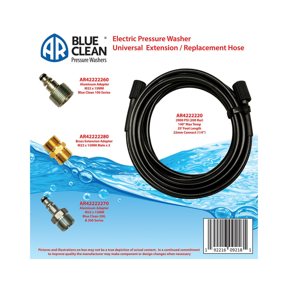 AR Blue Clean PW909UH-R Pressure Washer Hose, Black, 25 ft.