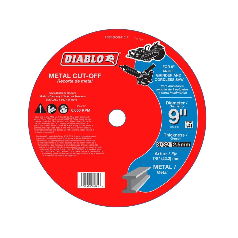 Diablo DBD090094101F Metal Cut Off Disc, 9 Inch