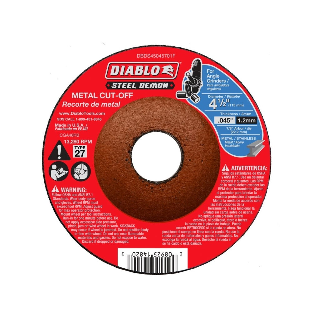 Diablo DBDS45045701F Metal Cut-Off Disc, 4-1/2 Inch