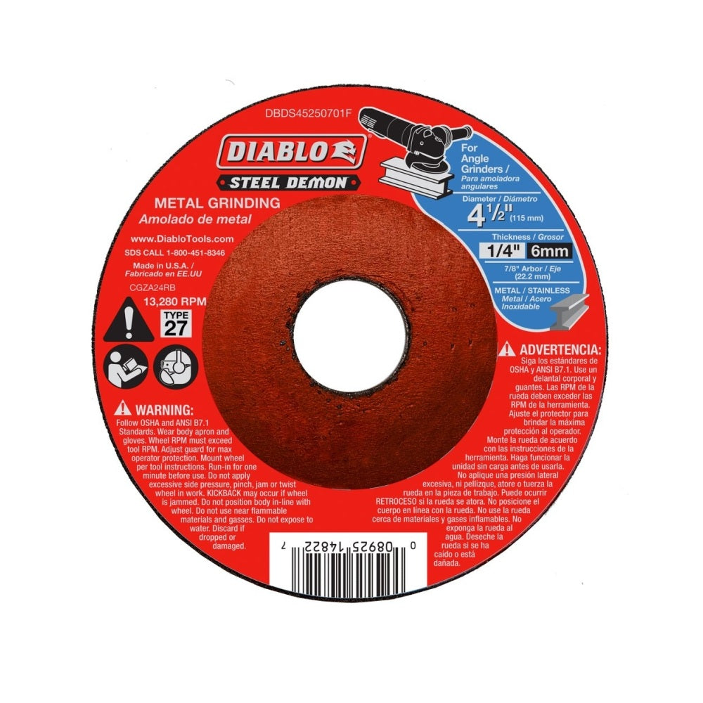 Diablo DBDS45250701F Metal Grinding Disc, 4-1/2 Inch
