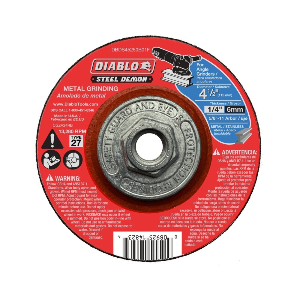 Diablo DBDS45250B01F Metal Grinding Disc, 4-1/2 Inch