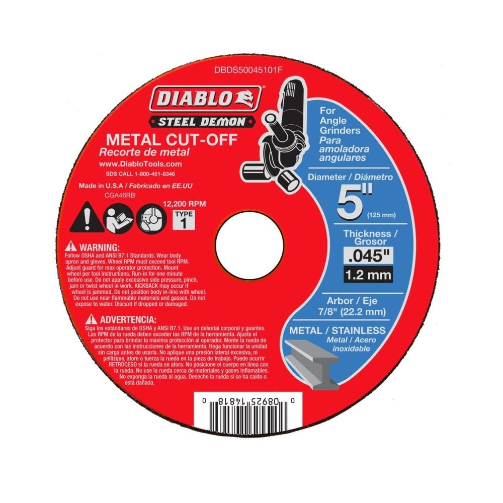 Diablo DBDS50045101F Metal Cut-Off Disc, 5 Inch