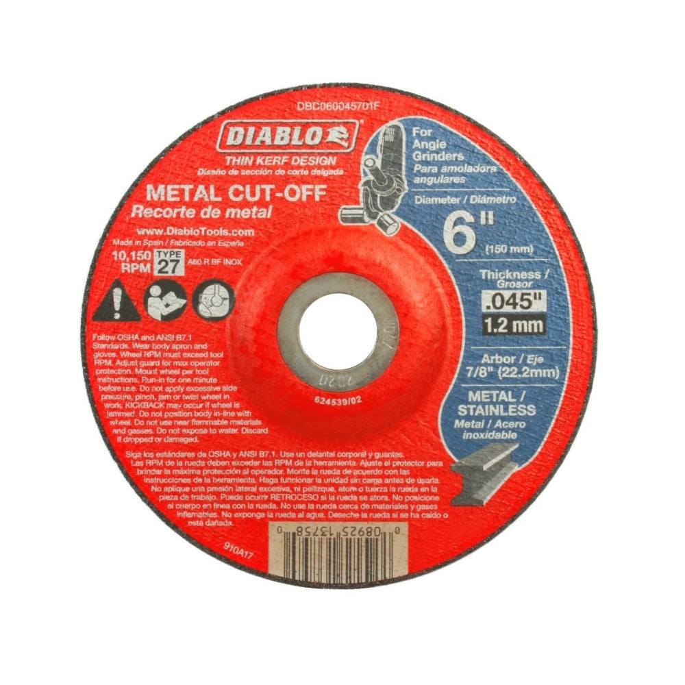Diablo DBDS60045101F Metal Cut-Off Disc, 6 Inch, Type 1