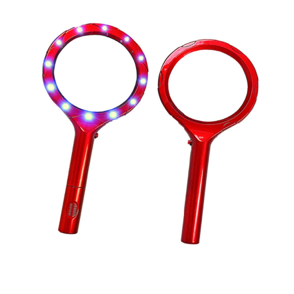 Home Plus HD0048 LED Round Magnifying Glass, 3.5 Inch, Red
