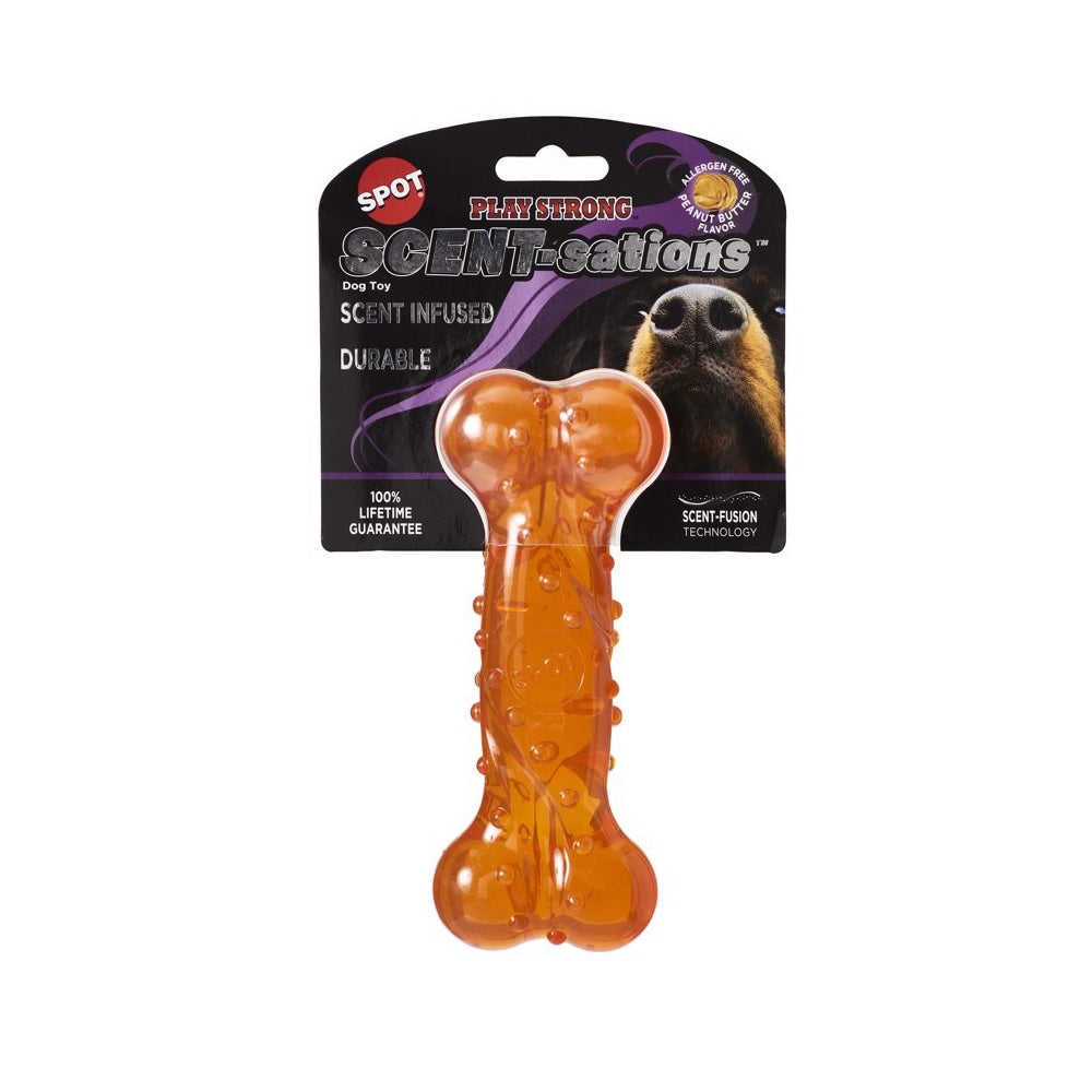 Spot 54591 Sation Bone Dog Toy, 6 Inch, Orange