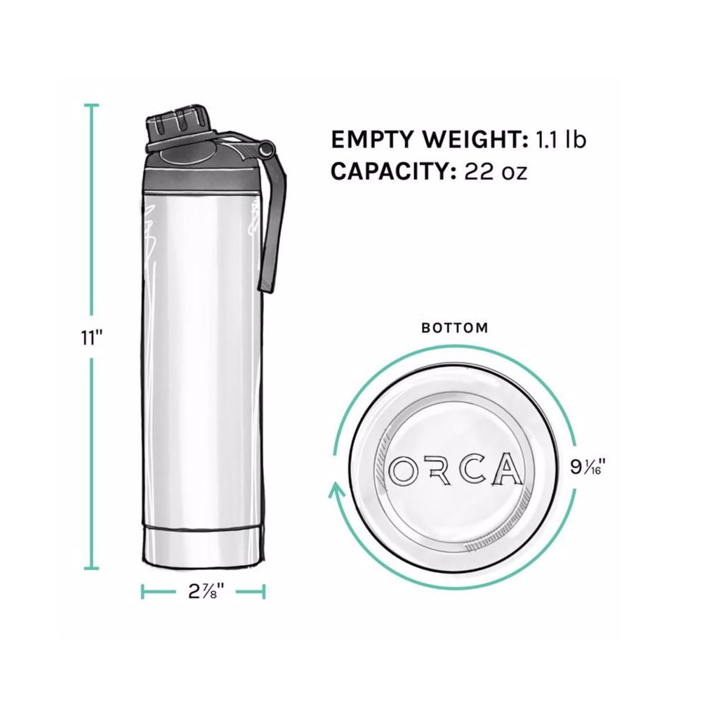 Orca ORCHYD22PEWHGY BPA Free Hydration Bottle W/Smart Lid, 22 oz