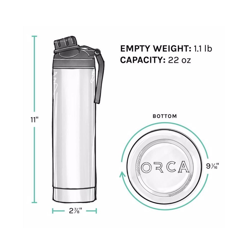 Orca ORCHYD22SFSFGY BPA Free Hydration Bottle W/Smart Lid, 22 oz