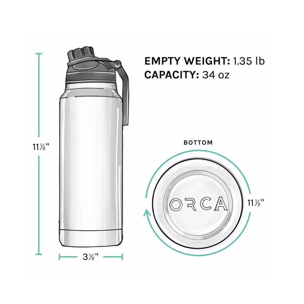 Orca ORCHYD34PEWHGY Hydration Bottle W/Smart Lid, 34 oz
