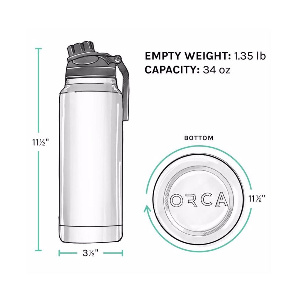 Orca ORCHYD34SFSFGY Hydration Bottle W/Smart Lid, 34 oz