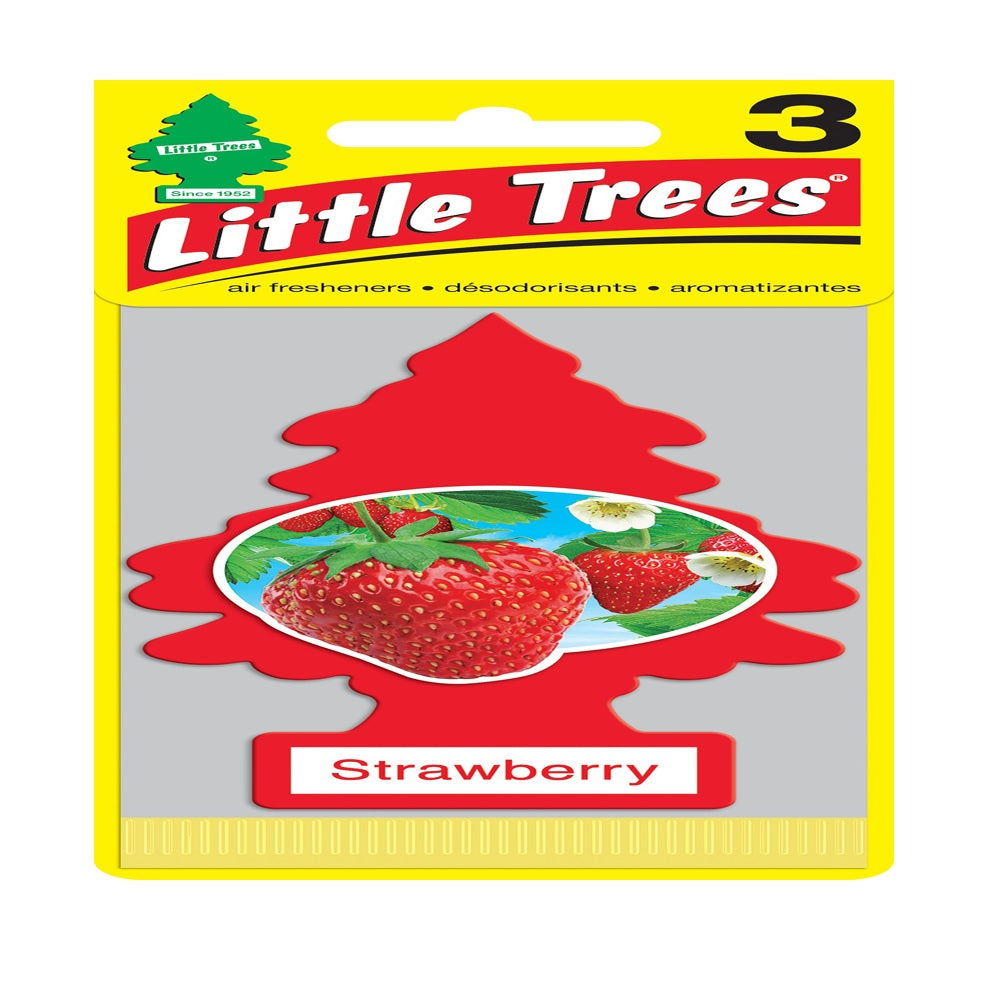 Little Trees U3S-32012 Strawberry Air Freshener, 3 Pack