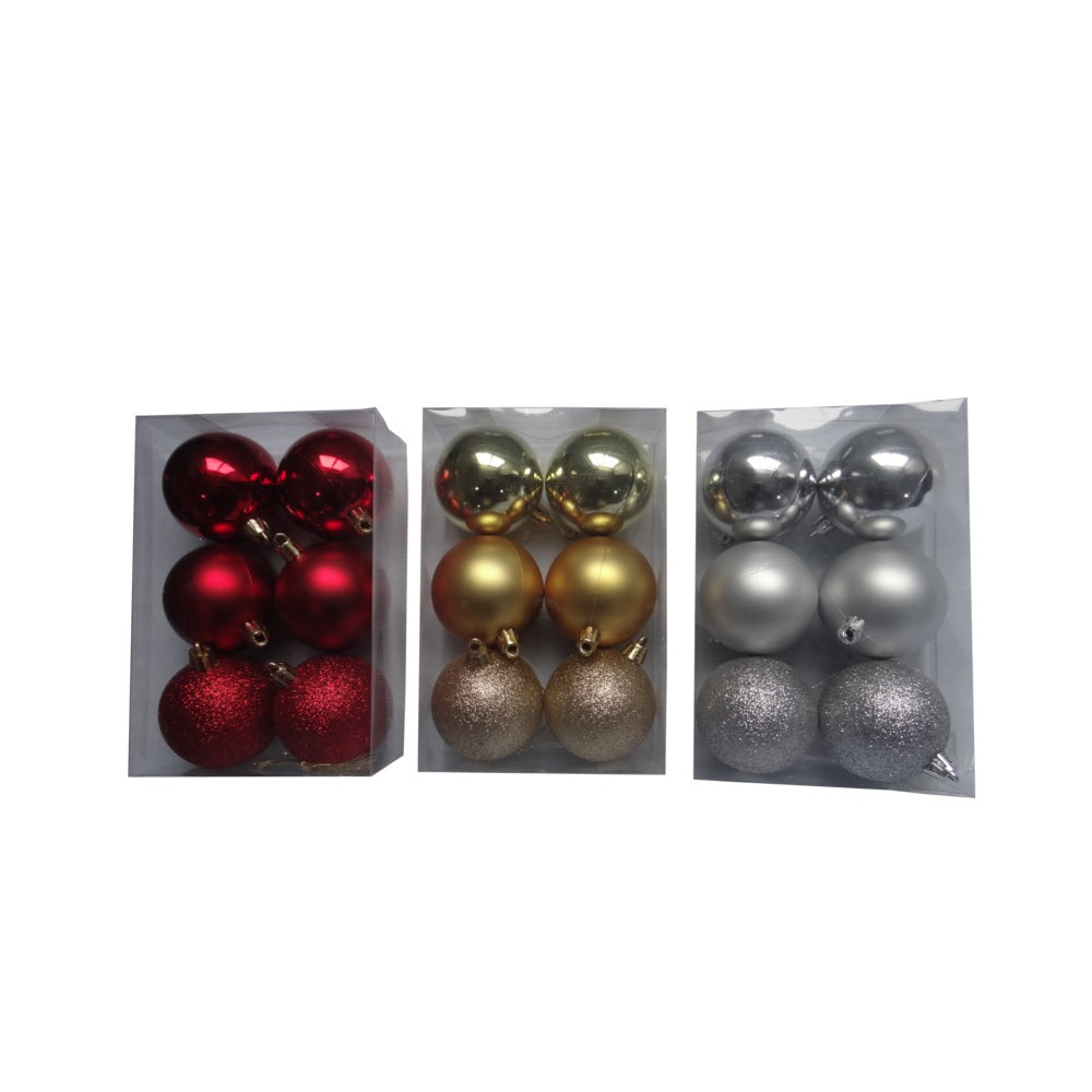 Santas Forest 49605 Shiny/MattedE And Glitter Decorated Baubles, 60 mm
