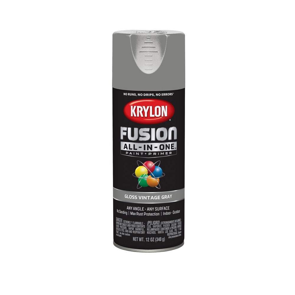 Krylon K02726007 Paint + Primer Spray Paint, Vintage Gray, 12 oz