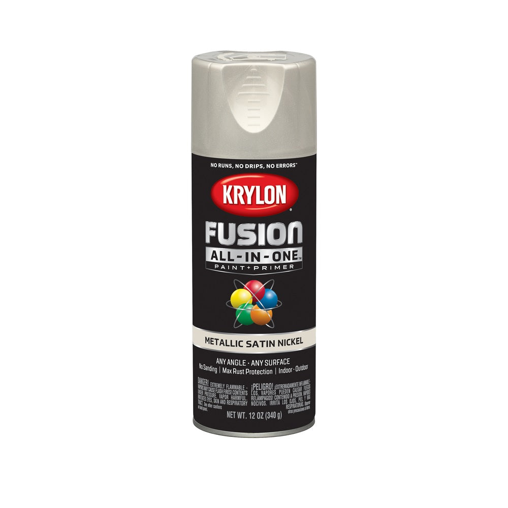 Krylon K02772007 Paint + Primer Spray Paint, Satin Nickel, 12 oz