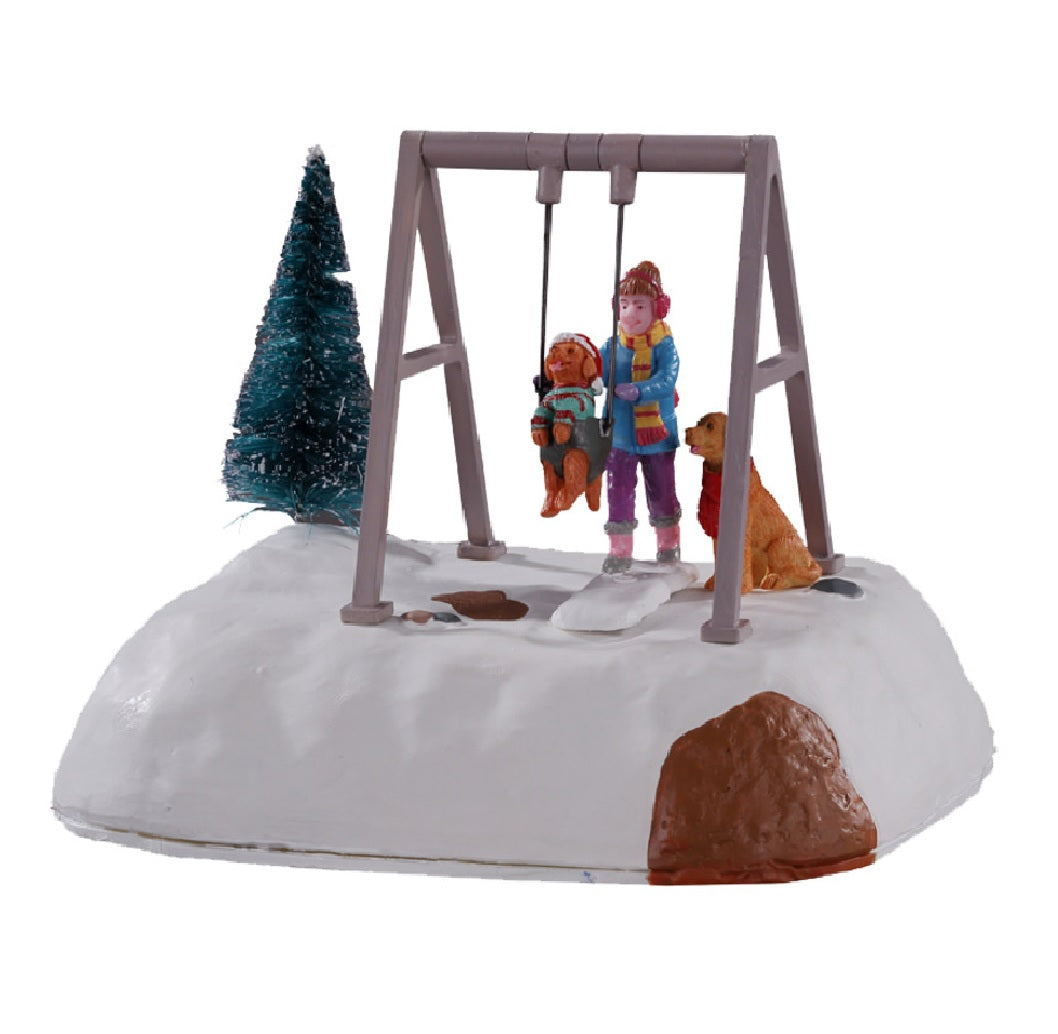 Lemax 14836 Puppy Gets a Swing Ride Figurine