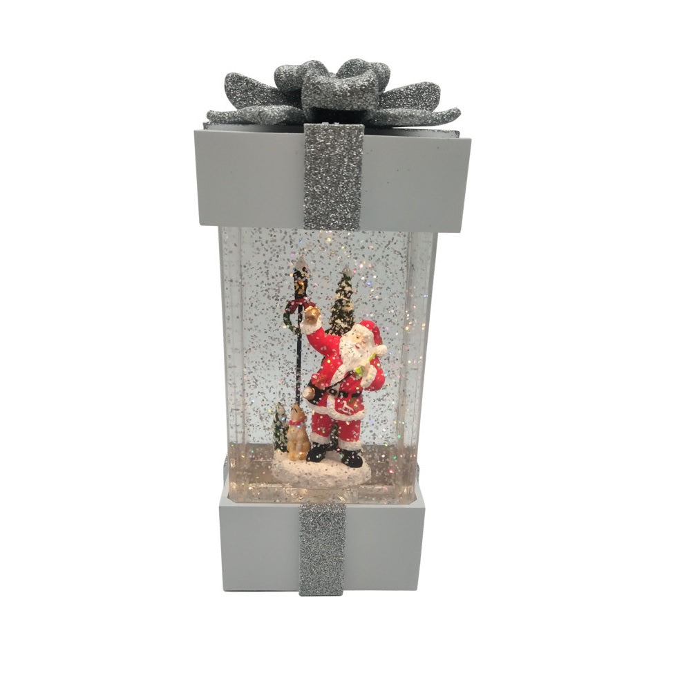 Santas Forest 21603 Gift Box Santa scene With Music, Silver