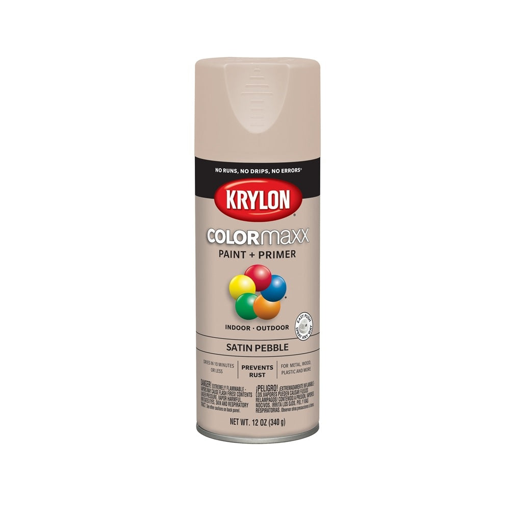 Krylon K05572007 Paint + Primer Spray Paint, Pebble Gray, 12 oz