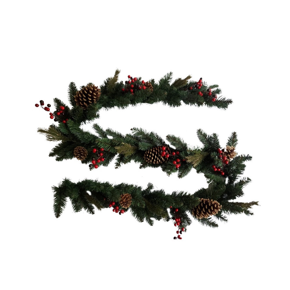 Santas Forest 38515 Christmas Garland Pine Cone-Red Berry, 9 Feet