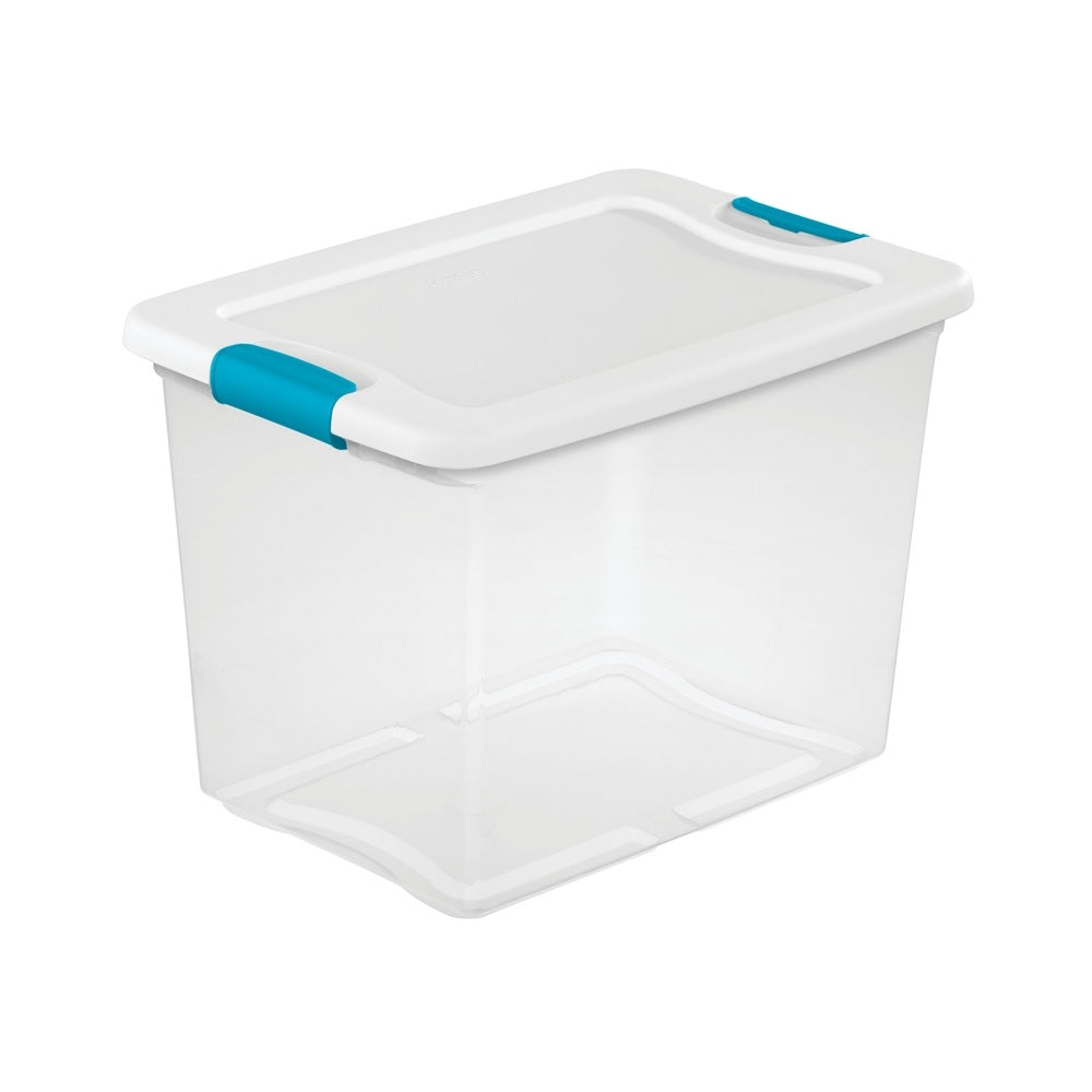 Sterilite 14958006 Latching Storage Box, 25 Quart, Clear/White