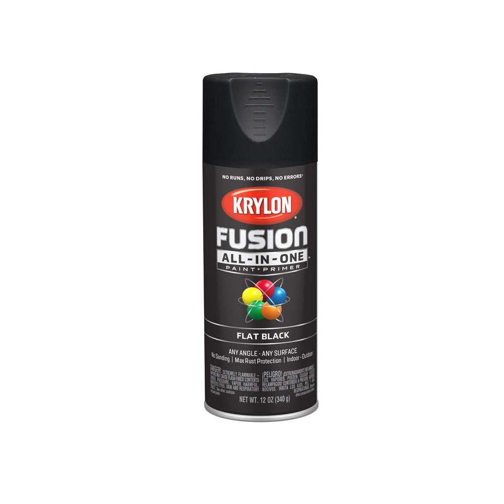 Krylon K02728007 Paint + Primer Spray Paint, Black, 12 oz