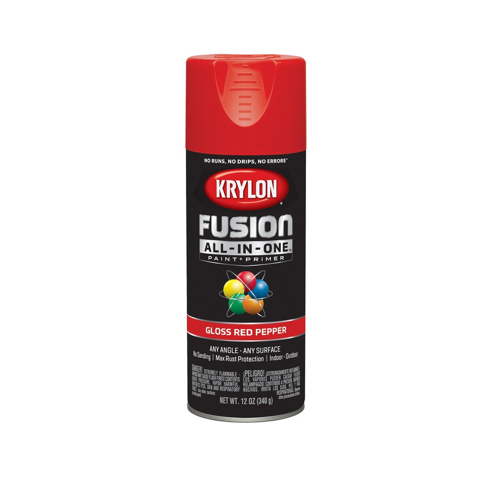 Krylon K02720007 Paint + Primer Spray Paint, Red Pepper, 12 oz