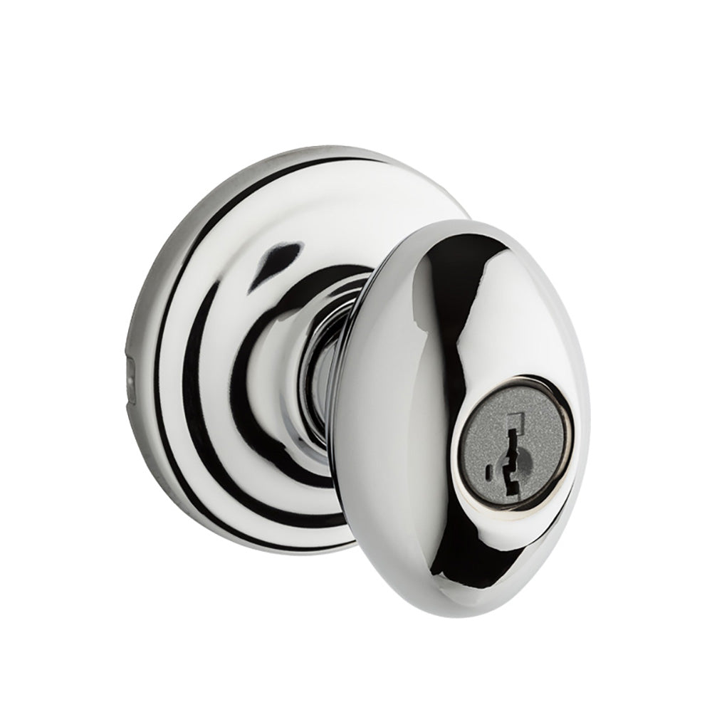 Kwikset 740L 26GC SMT  Laurel Entry Keyed Knob, Polished Chrome