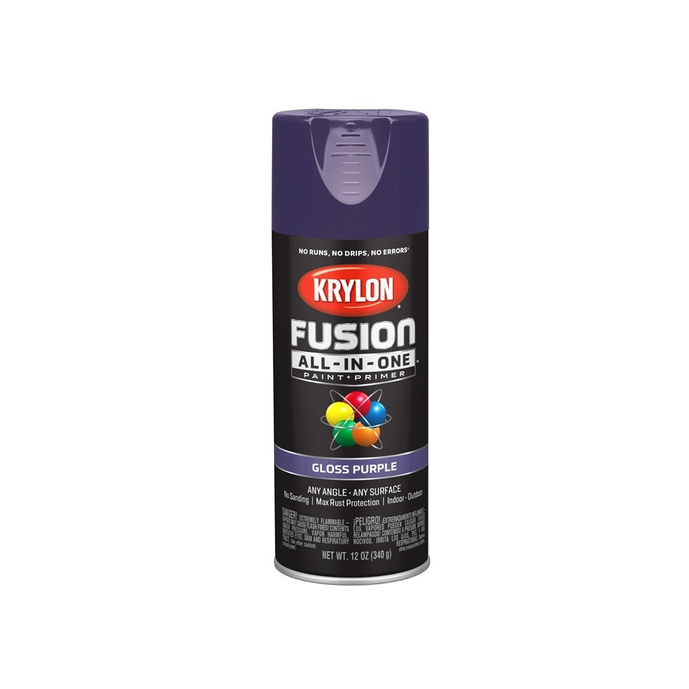 Krylon K02719007 Paint + Primer Spray Paint, Purple, 12 oz