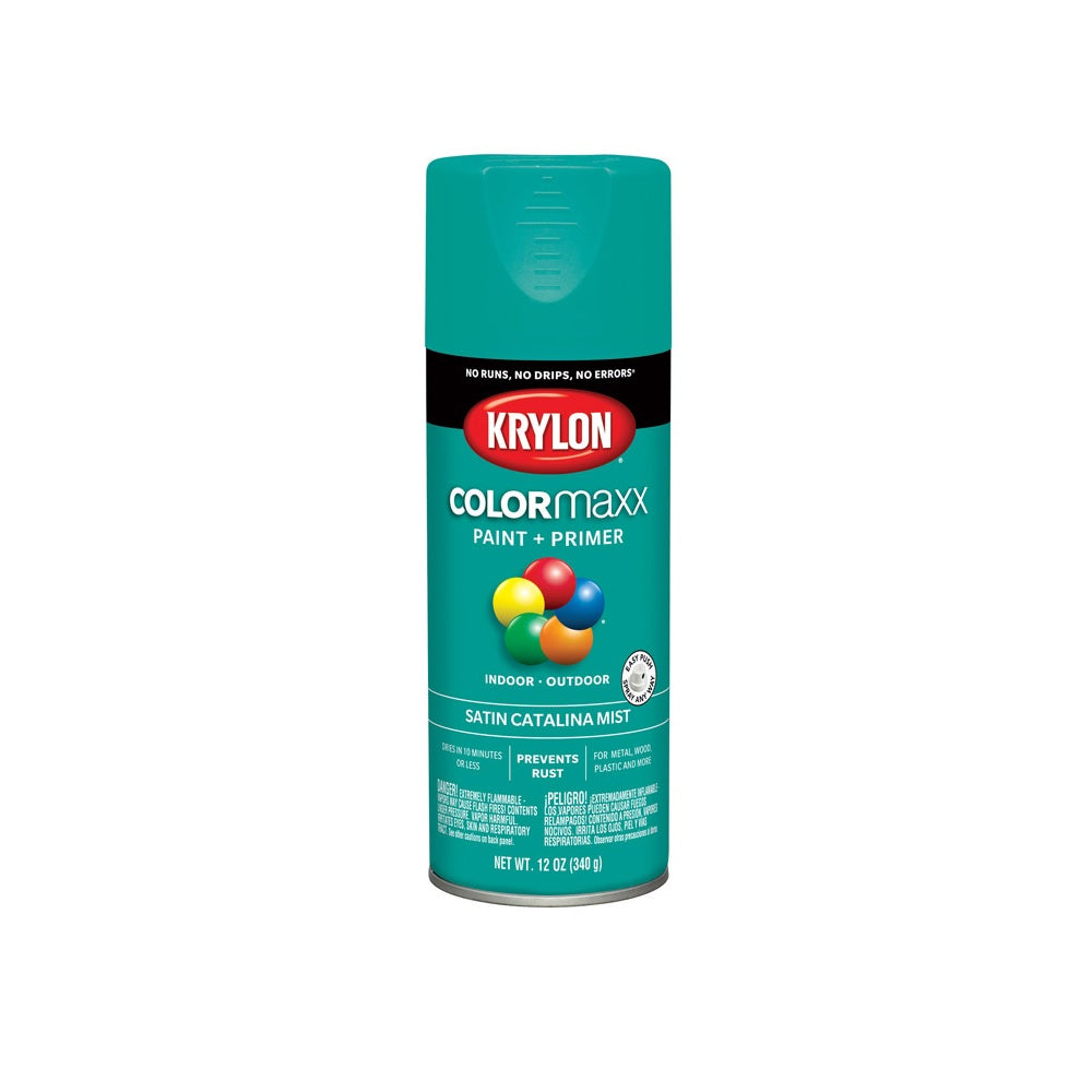 Krylon K05561007 COLORmaxx Spray Paint, Satin Catalina Mist, 12 Oz