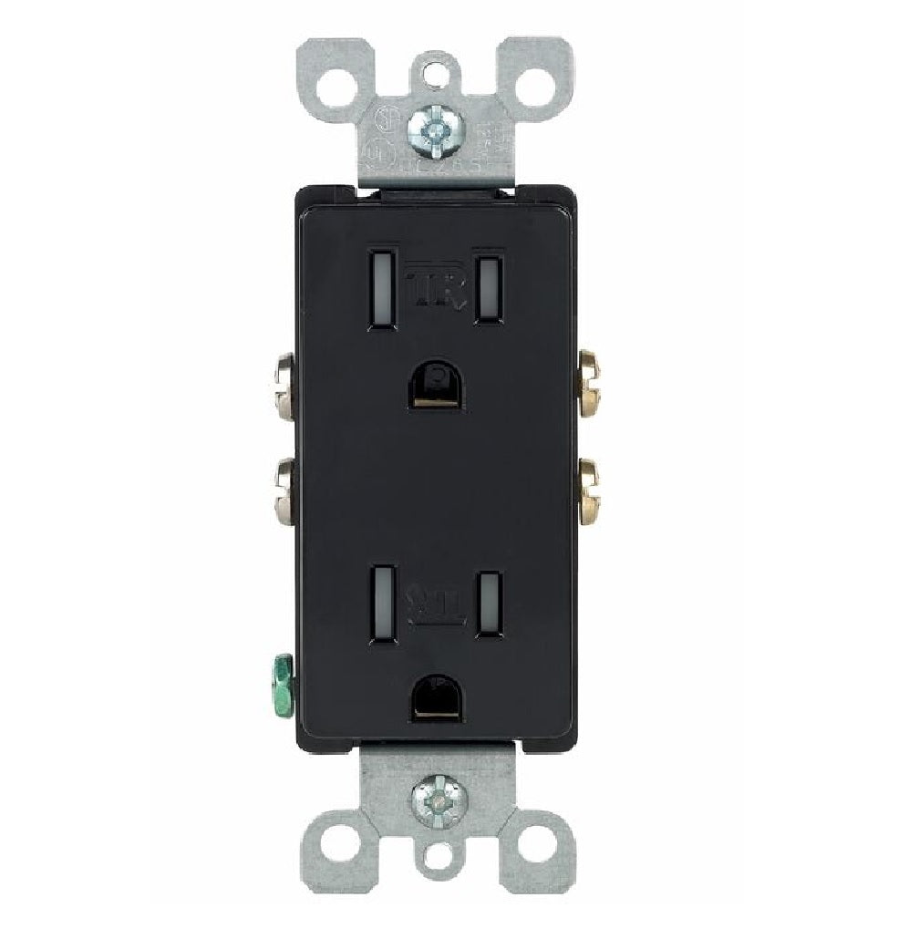 Leviton T5325-DE Decora Duplex Outlet, Black