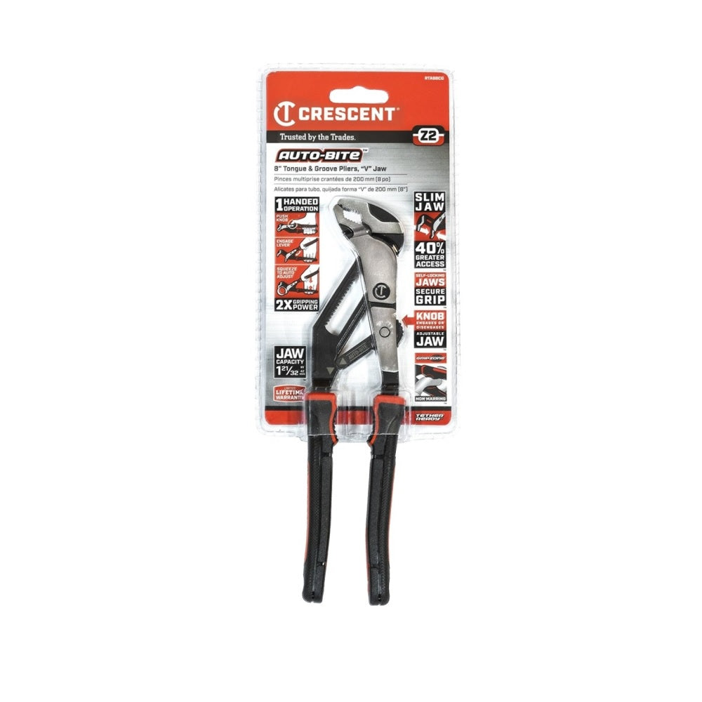 Crescent RTAB8CG Tongue and Groove Plier, 8.7 Inch, Black/Rawhide