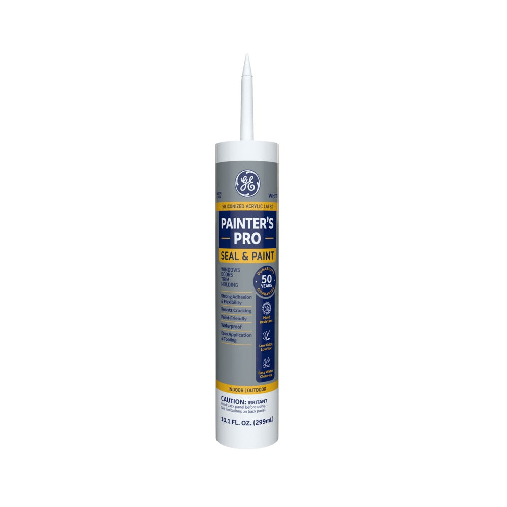 GE 2733499 Siliconized Acrylic Caulk, White, 10.1 oz