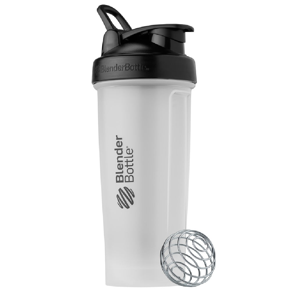 BLENDER BOTTLE 49408 Shaker Bottle Perfect for Protein Shakes, 28Oz, Clear/Black