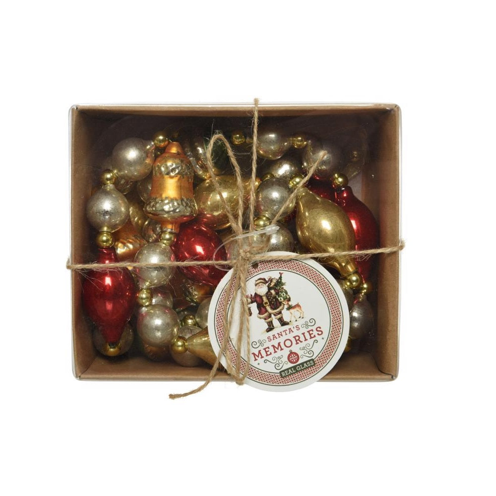 Decoris 60778 Christmas Unlit Glass Garland, 7 Feet