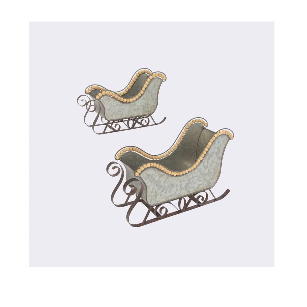 Gerson 2591800 Christmas Decor sleigh, Silver