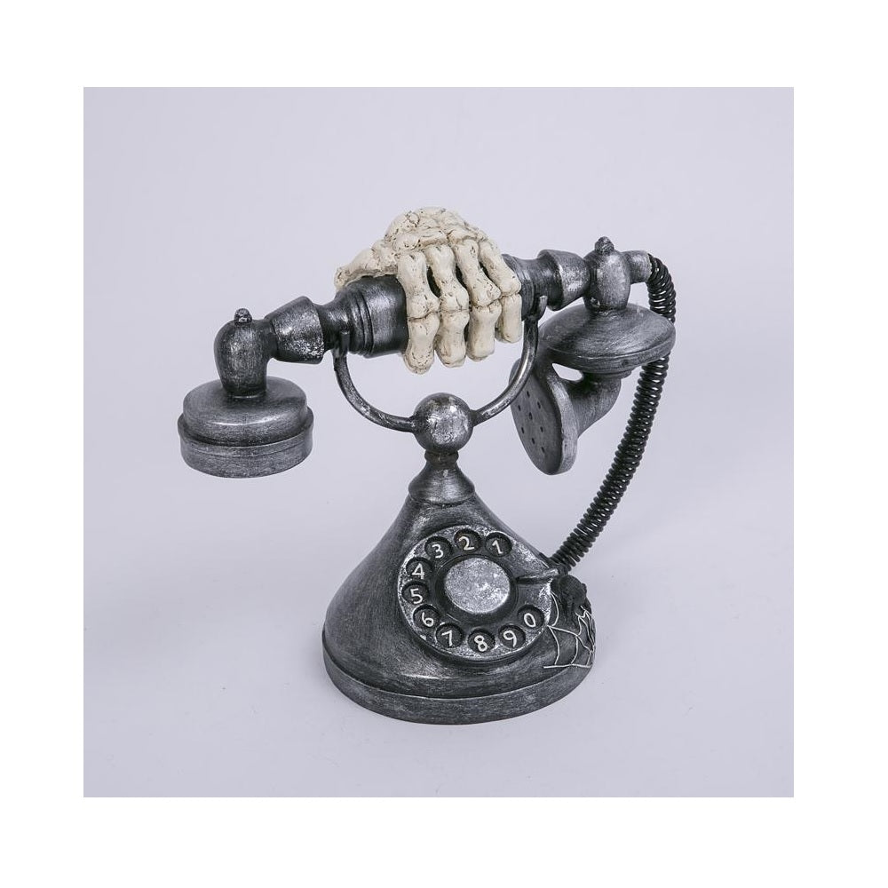 Gerson 2487760 Antique Telephone with Skeleton Hand, 11.3 Inch