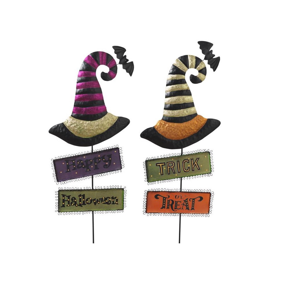 Gerson 2530520 Halloween Witch Hat Sing Yard Decor, Metal