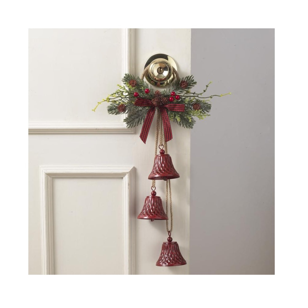 Gerson 2616090 Christmas Bell Door Knocker Decor, Red