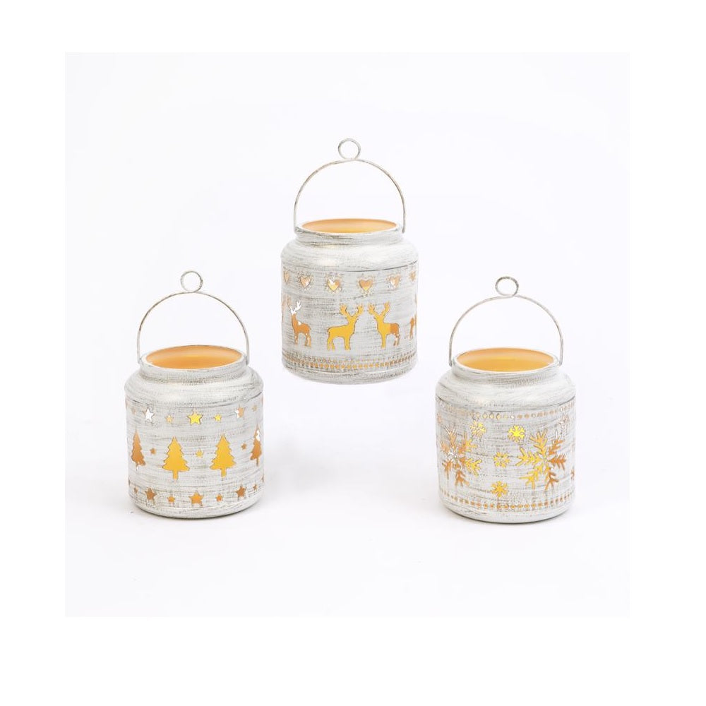 Gerson 2435800 LED Winter Scene Lanterns, White