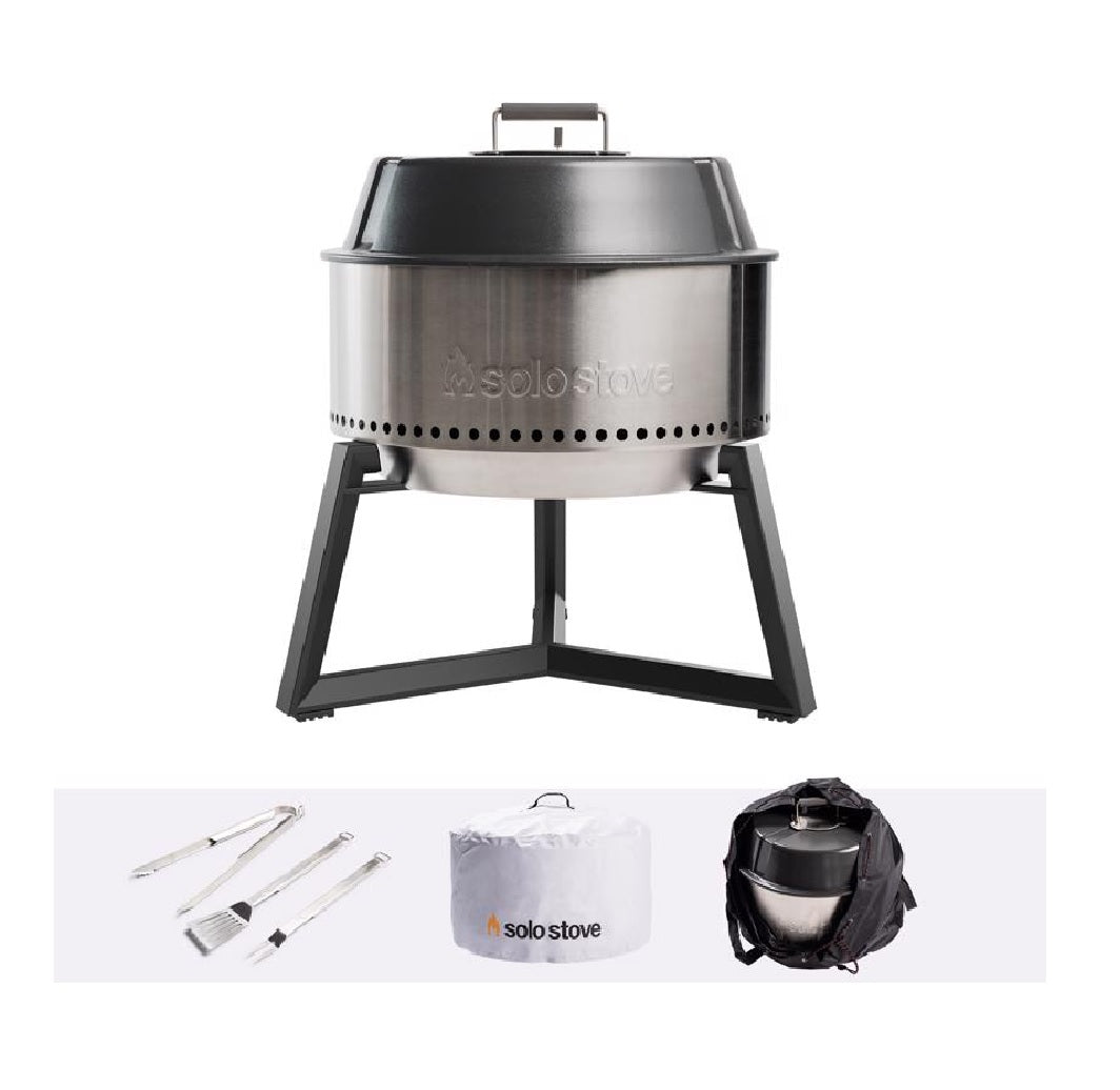 Solo Stove ULT-SSGRILL-22 Charcoal Grill Bundle, Silver