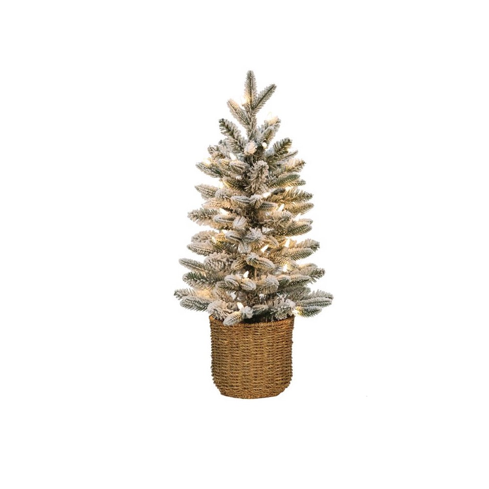 Celebrations J20F-115-LC Flocked Christmas Tree, 2 Feet