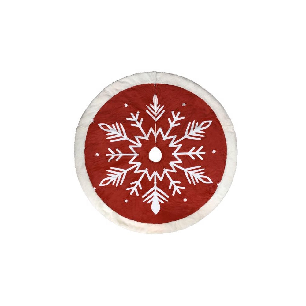 Celebrations 22F01962RS Snowflake Tree Skirt, 48 Inch, Red
