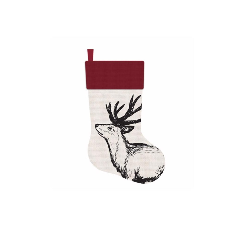 Celebrations 22F01968RS Christmas Elk Print Stocking, 18 Inch