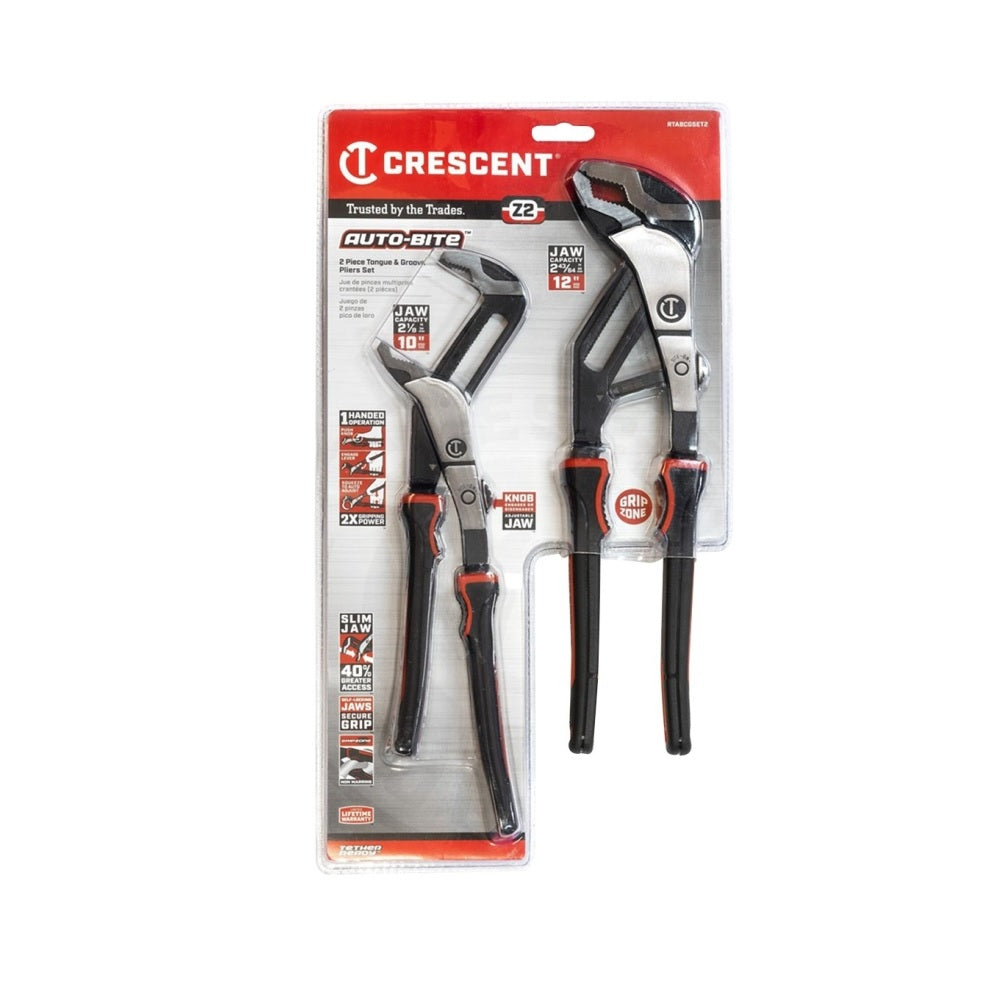Crescent RTABCGSET2 Tongue and Groove Plier Set, Alloy Steel