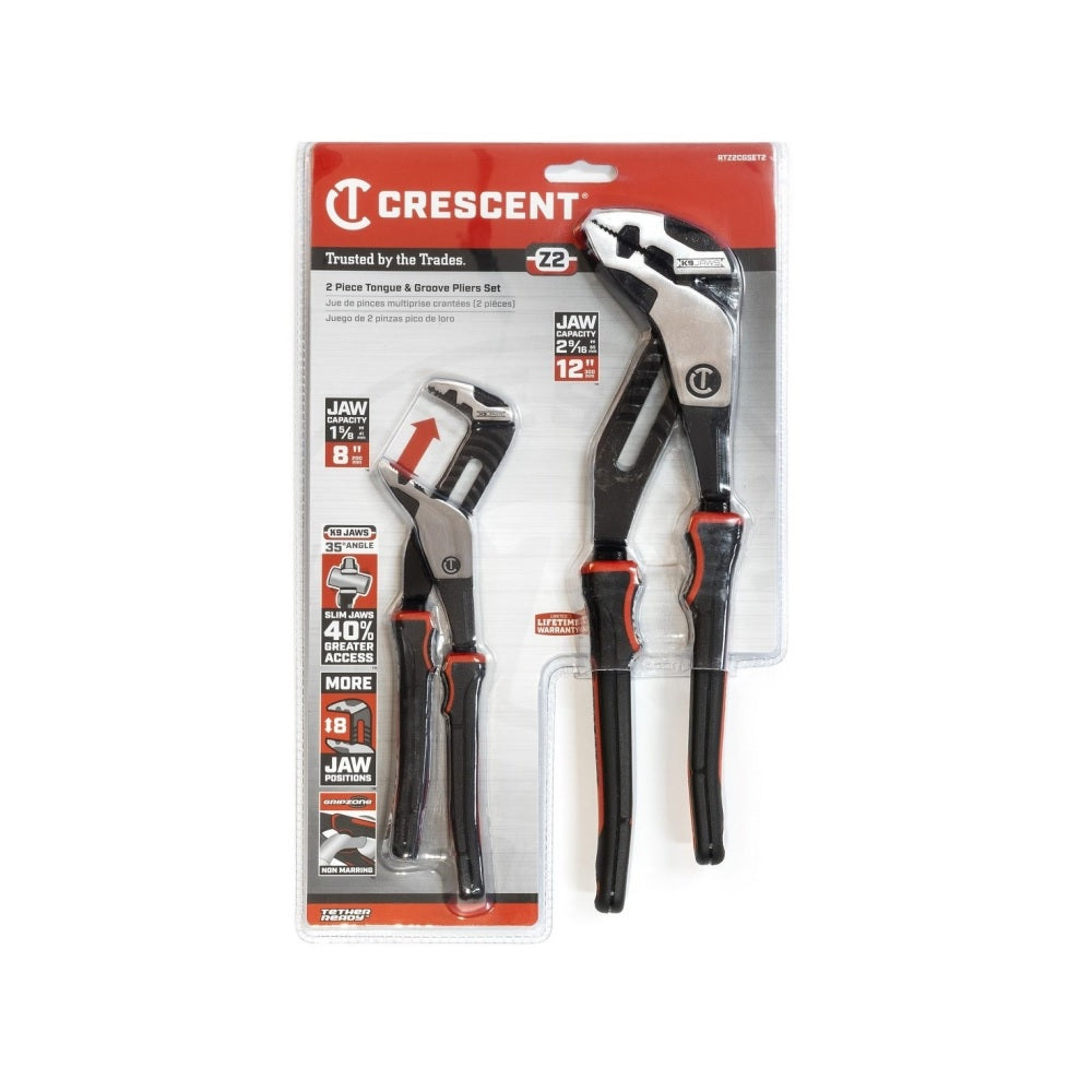 Crescent RTABCGSET3 Tongue and Groove Plier Set, Alloy Steel
