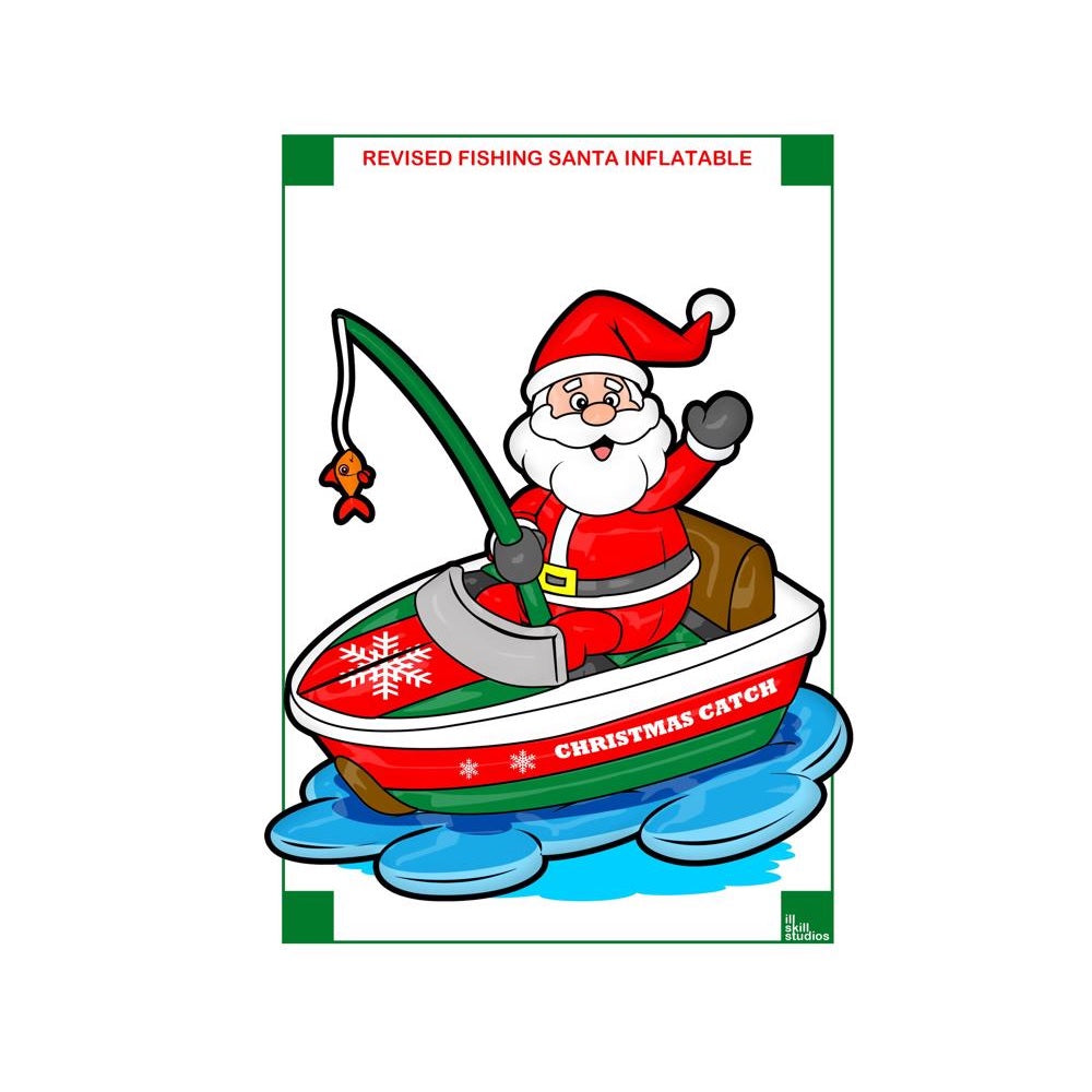 Celebrations MY-22C653 Christmas Fishing Santa Inflatable, 72 inch